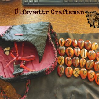Carnelian Rune Set with Leather Satchel